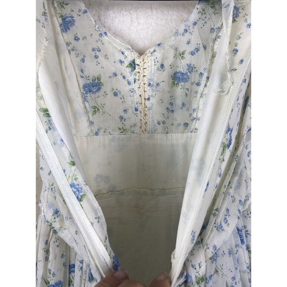 Jessica McClintock Gunne Sax Floral Lace Maxi Dress Cottage Core Prairie Vintage - Picture 15 of 16